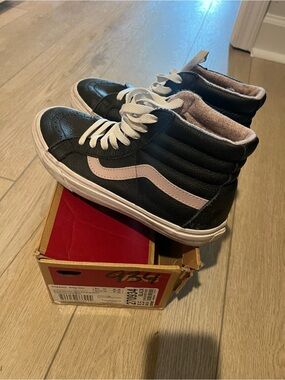 Vans Black High-Top Sneakers with Pink Side Stripe